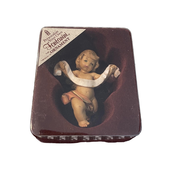 Fontanini Personalize Your Own Ornament Angle Cherub Vintage 1985 Made in Italy - Picture 1 of 6